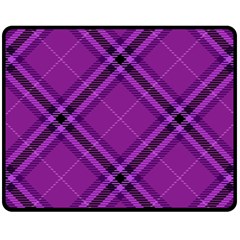 Purple And Black Plaid Double Sided Fleece Blanket (medium)  by SpinnyChairDesigns