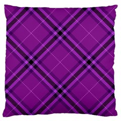 Purple And Black Plaid Standard Flano Cushion Case (two Sides) by SpinnyChairDesigns