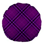 Purple and Black Plaid Large 18  Premium Flano Round Cushions Front