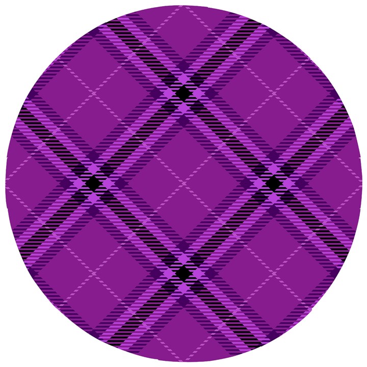 Purple and Black Plaid Wooden Puzzle Round