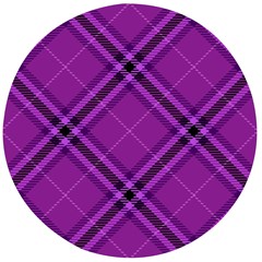 Purple And Black Plaid Wooden Bottle Opener (round) by SpinnyChairDesigns