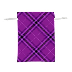 Purple And Black Plaid Lightweight Drawstring Pouch (s) by SpinnyChairDesigns