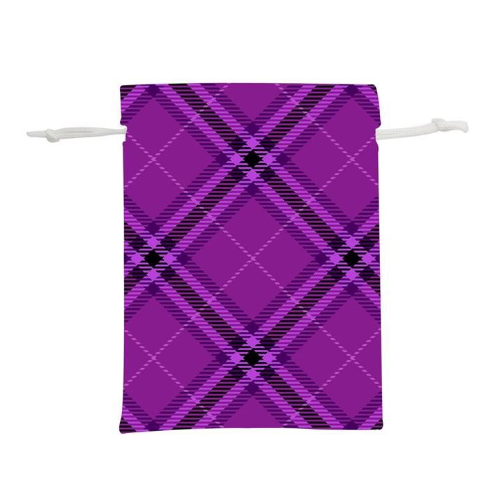 Purple and Black Plaid Lightweight Drawstring Pouch (S)