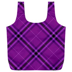 Purple And Black Plaid Full Print Recycle Bag (xxxl) by SpinnyChairDesigns