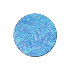 Light Blue Abstract Mosaic Art Color Rubber Round Coaster (4 Pack)  by SpinnyChairDesigns