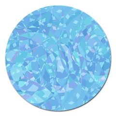 Light Blue Abstract Mosaic Art Color Magnet 5  (round) by SpinnyChairDesigns