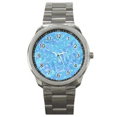 Light Blue Abstract Mosaic Art Color Sport Metal Watch by SpinnyChairDesigns