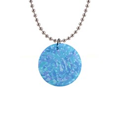 Light Blue Abstract Mosaic Art Color 1  Button Necklace by SpinnyChairDesigns