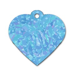 Light Blue Abstract Mosaic Art Color Dog Tag Heart (one Side) by SpinnyChairDesigns