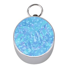 Light Blue Abstract Mosaic Art Color Mini Silver Compasses by SpinnyChairDesigns