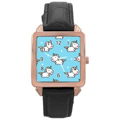 Unicorns  Rose Gold Leather Watch  by Sobalvarro