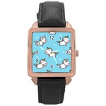 Unicorns  Rose Gold Leather Watch  Front