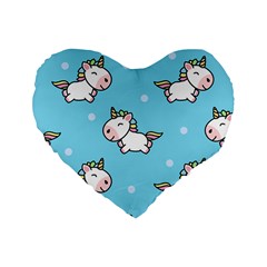 Unicorns  Standard 16  Premium Flano Heart Shape Cushions by Sobalvarro