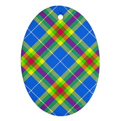 Clown Costume Plaid Striped Ornament (oval)