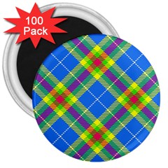 Clown Costume Plaid Striped 3  Magnets (100 Pack) by SpinnyChairDesigns