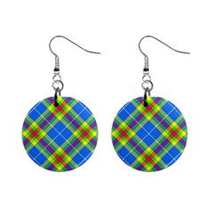 Clown Costume Plaid Striped Mini Button Earrings by SpinnyChairDesigns