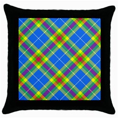 Clown Costume Plaid Striped Throw Pillow Case (black) by SpinnyChairDesigns