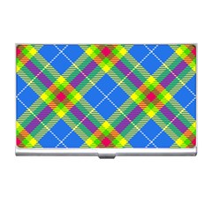 Clown Costume Plaid Striped Business Card Holder by SpinnyChairDesigns