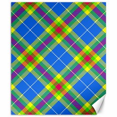 Clown Costume Plaid Striped Canvas 8  X 10  by SpinnyChairDesigns