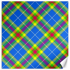 Clown Costume Plaid Striped Canvas 16  X 16  by SpinnyChairDesigns