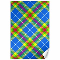 Clown Costume Plaid Striped Canvas 24  X 36  by SpinnyChairDesigns