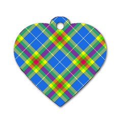 Clown Costume Plaid Striped Dog Tag Heart (one Side) by SpinnyChairDesigns