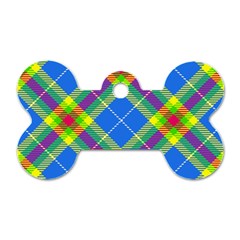 Clown Costume Plaid Striped Dog Tag Bone (one Side) by SpinnyChairDesigns