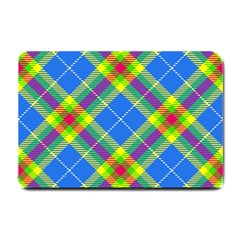 Clown Costume Plaid Striped Small Doormat  by SpinnyChairDesigns