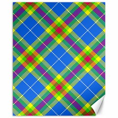 Clown Costume Plaid Striped Canvas 11  X 14  by SpinnyChairDesigns