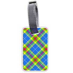 Clown Costume Plaid Striped Luggage Tag (one Side) by SpinnyChairDesigns