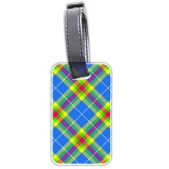 Clown Costume Plaid Striped Luggage Tag (two Sides) by SpinnyChairDesigns