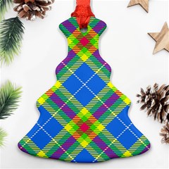 Clown Costume Plaid Striped Christmas Tree Ornament (two Sides) by SpinnyChairDesigns