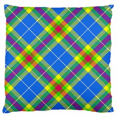 Clown Costume Plaid Striped Large Cushion Case (one Side) by SpinnyChairDesigns