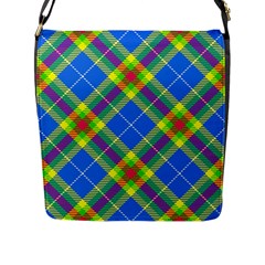 Clown Costume Plaid Striped Flap Closure Messenger Bag (l) by SpinnyChairDesigns