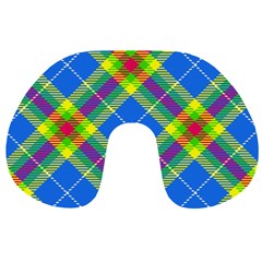 Clown Costume Plaid Striped Travel Neck Pillow by SpinnyChairDesigns