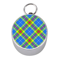 Clown Costume Plaid Striped Mini Silver Compasses by SpinnyChairDesigns