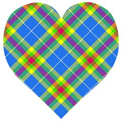 Clown Costume Plaid Striped Wooden Puzzle Heart by SpinnyChairDesigns