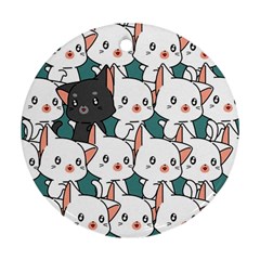 Seamless-cute-cat-pattern-vector Ornament (round) by Sobalvarro