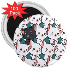 Seamless-cute-cat-pattern-vector 3  Magnets (100 Pack) by Sobalvarro