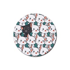 Seamless-cute-cat-pattern-vector Rubber Coaster (round)  by Sobalvarro