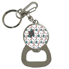 Seamless-cute-cat-pattern-vector Bottle Opener Key Chain by Sobalvarro