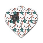 Seamless-cute-cat-pattern-vector Dog Tag Heart (Two Sides) Front