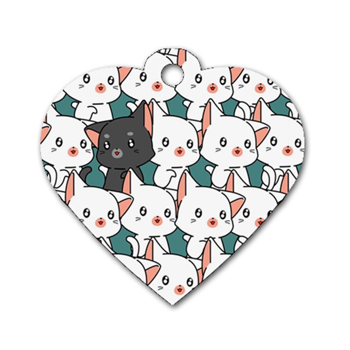 Seamless-cute-cat-pattern-vector Dog Tag Heart (Two Sides)