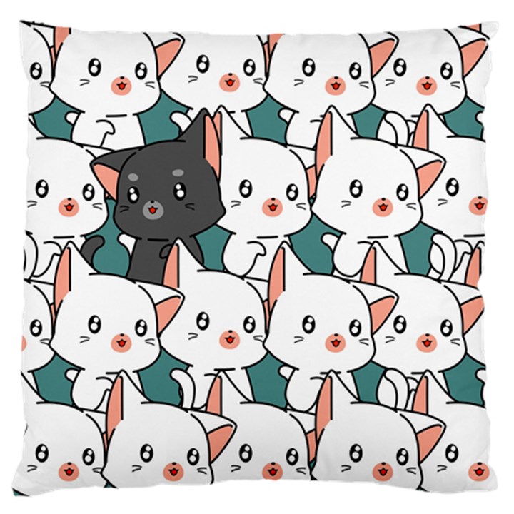 Seamless-cute-cat-pattern-vector Large Cushion Case (Two Sides)