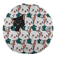 Seamless-cute-cat-pattern-vector Large 18  Premium Flano Round Cushions by Sobalvarro