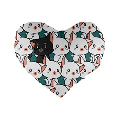 Seamless-cute-cat-pattern-vector Standard 16  Premium Flano Heart Shape Cushions by Sobalvarro