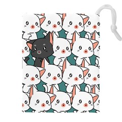 Seamless-cute-cat-pattern-vector Drawstring Pouch (5xl) by Sobalvarro