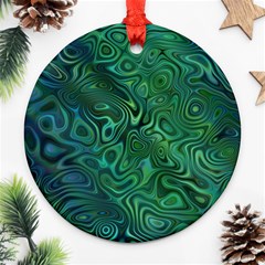 Emerald Green Blue Marbled Color Ornament (round) by SpinnyChairDesigns