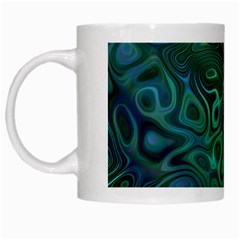 Emerald Green Blue Marbled Color White Mugs by SpinnyChairDesigns