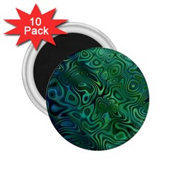 Emerald Green Blue Marbled Color 2 25  Magnets (10 Pack)  by SpinnyChairDesigns